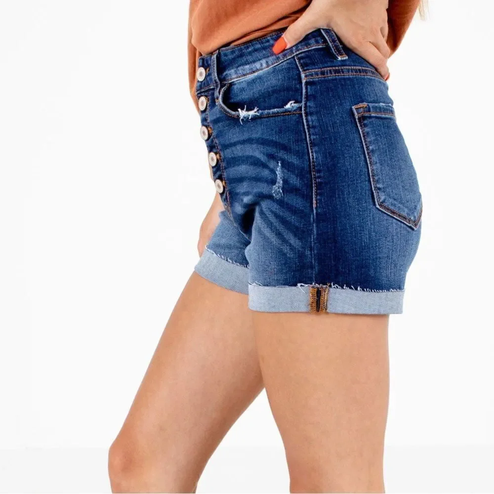 KanCan Stand By You Blue high rise denim jean Shorts new